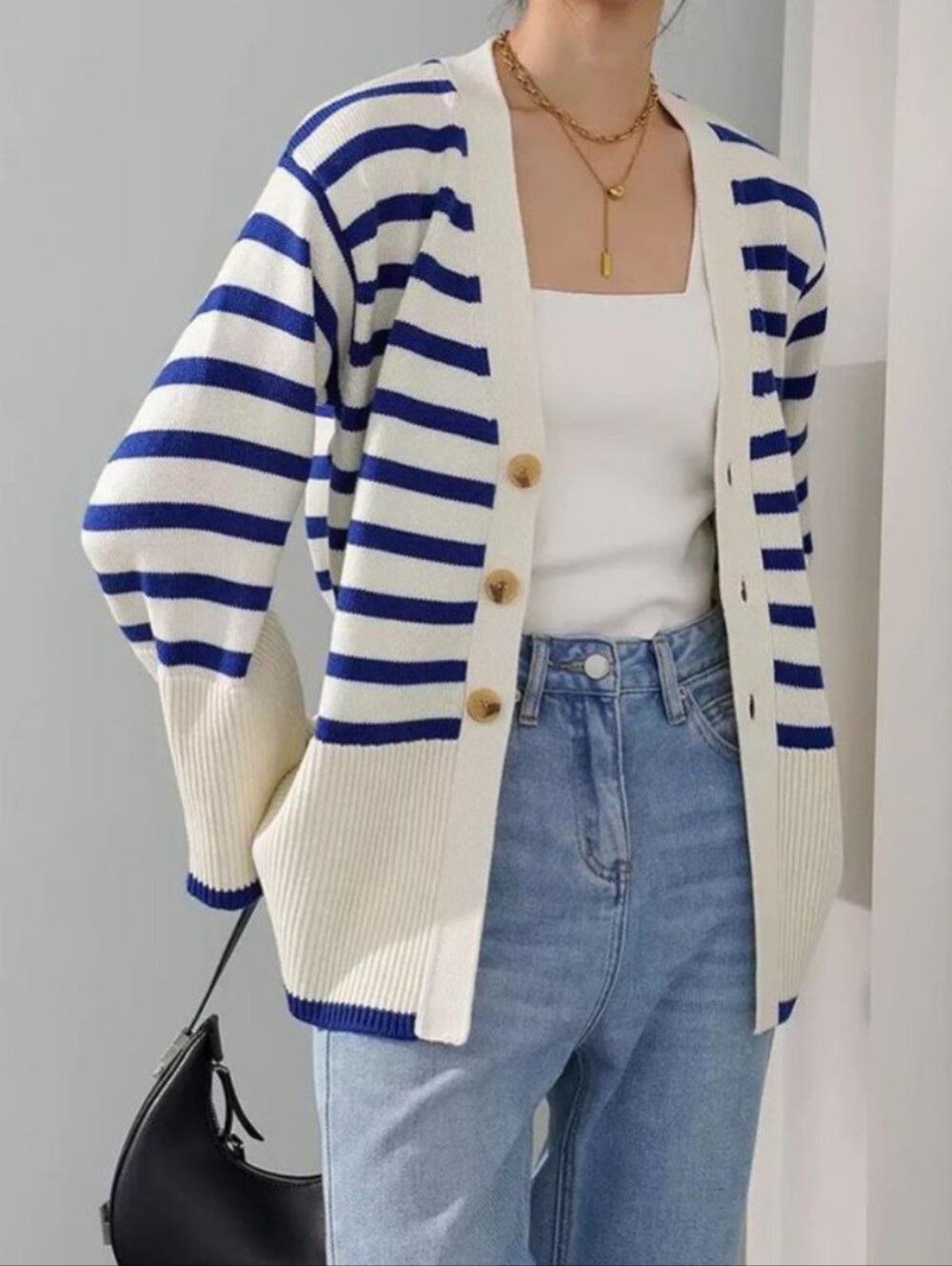 Toteme Signature Stripe Wool Blend Cardigan - Picture 2 of 7